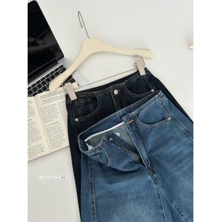 FA40794# 秋款美式复古做旧蓝色牛仔半身裙女春秋高腰显瘦鱼尾裙大摆裙 服裝批發女裝批發服飾貨源