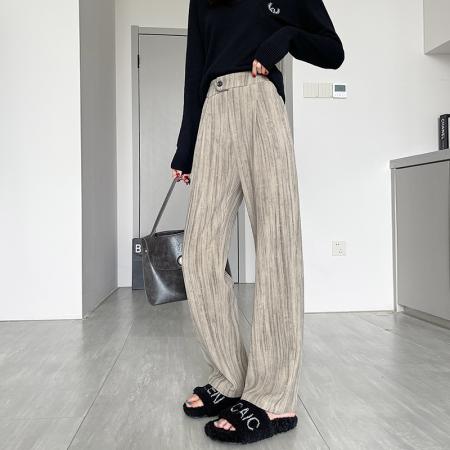FA40835# 灰色香蕉裤女春秋季冬款卫裤休闲加厚镰刀裤垂感直筒阔腿裤 服裝批發女裝批發服飾貨源