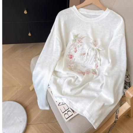 FA40859# 趣味卡通透气雪花棉防晒长袖罩衫女夏季宽松上衣 服裝批發女裝批發服飾貨源