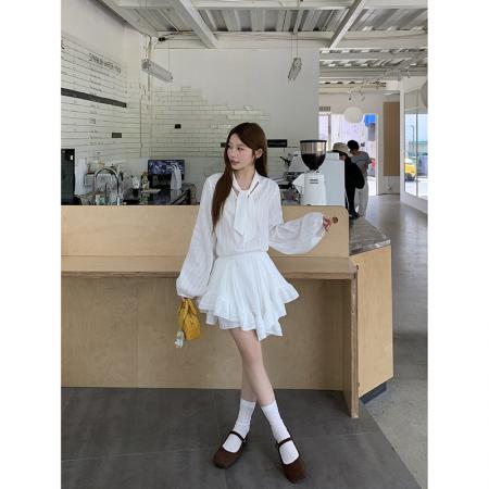 FA40860# 法式绑带设计感不规则飘逸肌理感连衣裙 服裝批發女裝批發服飾貨源