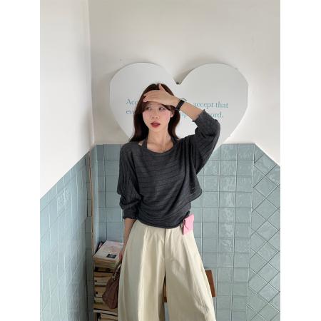 FA40862# 甜美慵懒系挂脖露背针织背心+套头针织罩衫两件套装 服裝批發女裝批發服飾貨源