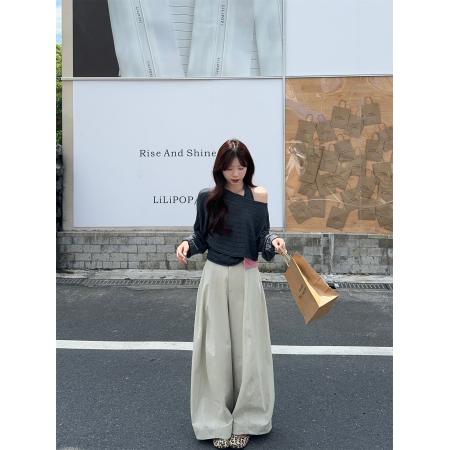 FA40862# 甜美慵懒系挂脖露背针织背心+套头针织罩衫两件套装 服裝批發女裝批發服飾貨源