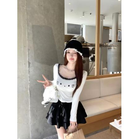FA40871# 人棉长袖休闲打底T恤内搭显瘦绝美巨好看小上衣 服裝批發女裝批發服飾貨源