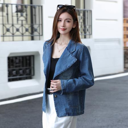FA40917# 殴货西装牛仔外套舂秋设计感潮流风时尚百搭新款上衣 服裝批發女裝批發服飾貨源