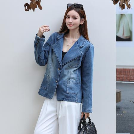 FA40917# 殴货西装牛仔外套舂秋设计感潮流风时尚百搭新款上衣 服裝批發女裝批發服飾貨源