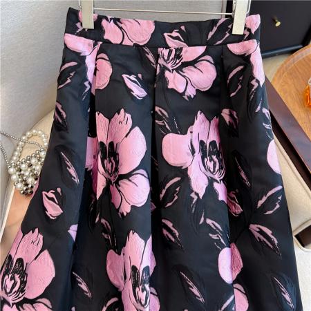 FA40920# ～秋冬蓬蓬裙中长款半身裙女高腰显瘦气质提花伞裙 服裝批發女裝批發服飾貨源
