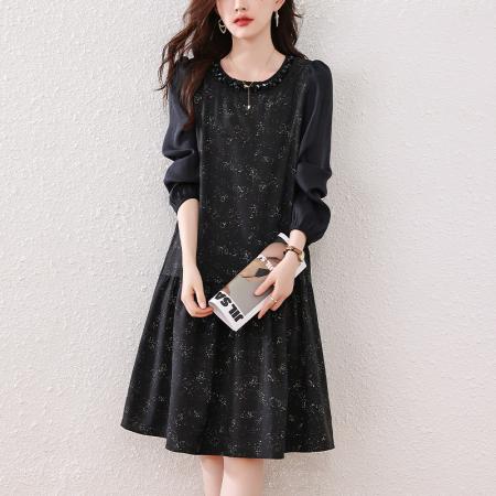 FA40922# 欧洲站时尚胖mm大码连衣裙子秋季新款宽松型休闲遮肚显瘦女装 服裝批發女裝批發服飾貨源