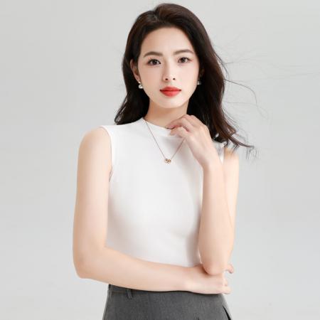 FA40938# 常规/莫代尔抓毛秋冬半高领修身打底外穿保暖无袖背心上衣 服裝批發女裝批發服飾貨源