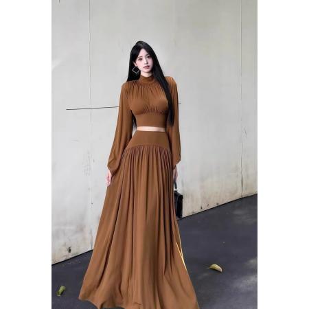 FA40952# 辣妹套装女早秋新款长袖上衣半身裙长裙两件套 服裝批發女裝批發服飾貨源