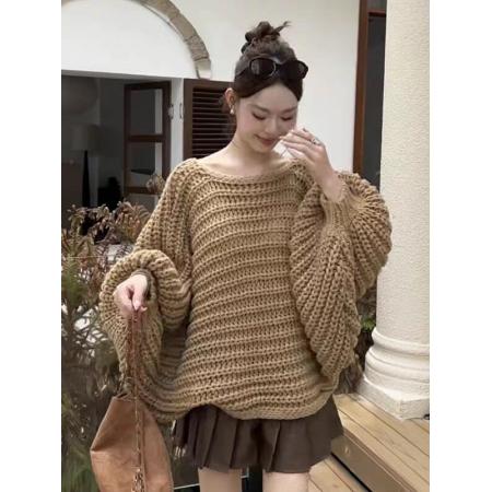 FA40998# 慵懒宽松露背穿搭上衣女秋设计感复古蝴蝶结毛衣外穿短款V领上衣 服裝批發女裝批發服飾貨源