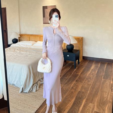 FA41018# 秋季新款新中式复古盘扣旗袍修身连衣裙 服裝批發女裝批發服飾貨源