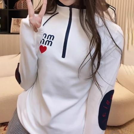 FA41075# 欧货潮流个性爱心刺绣上衣秋季修身撞色显瘦圆领长袖T恤衫女 服裝批發女裝批發服飾貨源