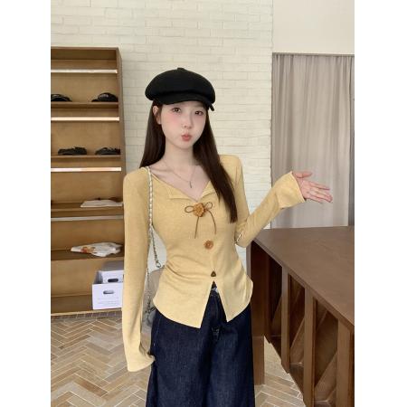 FA41083# 秋装新款胖mm大码女时尚设计感立体花朵正肩修身长袖上衣 服裝批發女裝批發服飾貨源