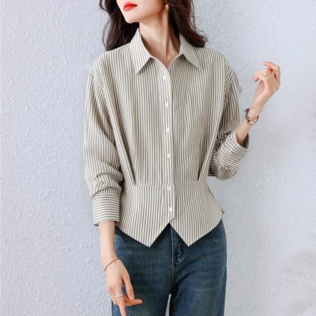 FA41091# 秋季新款法式衬衫上衣通勤高级感爆款收腰职场女装 服裝批發女裝批發服飾貨源