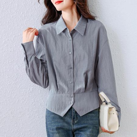FA41091# 秋季新款法式衬衫上衣通勤高级感爆款收腰职场女装 服裝批發女裝批發服飾貨源