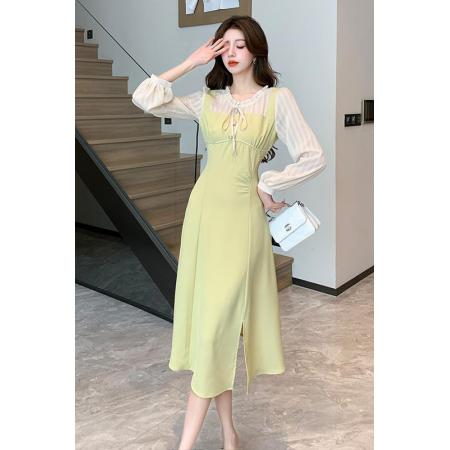 FA41175# 秋两件温柔长裙设计法式复古连衣裙 服裝批發女裝批發服飾貨源