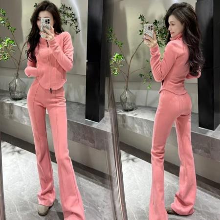 FA41176# 大婷婷新款休闲时尚长袖运动两件套女春秋微喇修身套装 服裝批發女裝批發服飾貨源