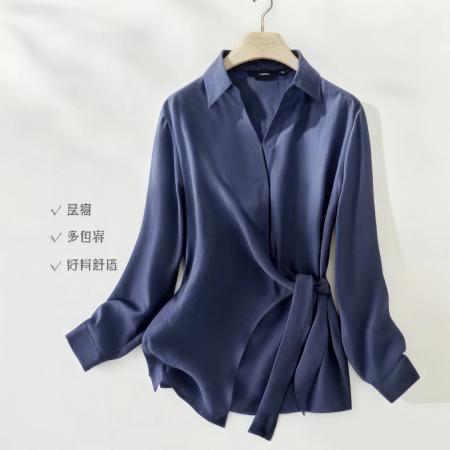 FA41181# 秋季新款女装简约设计感知性质感莱赛尔衬衫上衣 服裝批發女裝批發服飾貨源