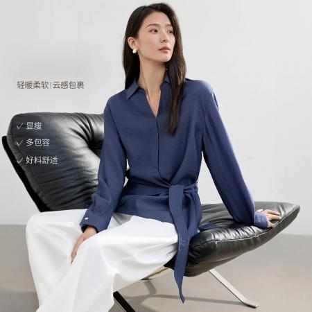 FA41181# 秋季新款女装简约设计感知性质感莱赛尔衬衫上衣 服裝批發女裝批發服飾貨源