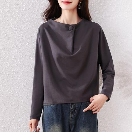 FA41205# 秋季新款卫衣胖mm简约时尚宽松遮肉显瘦上衣百搭T恤上衣 服裝批發女裝批發服飾貨源