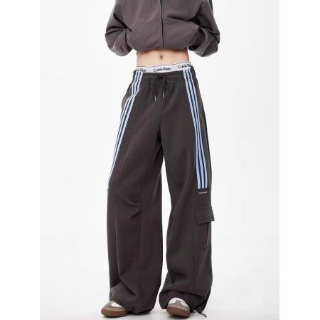 FA41230# 美式hiphop三条杠休闲运动裤男女新款宽松多口袋阔腿工装卫裤 服裝批發女裝批發服飾貨源