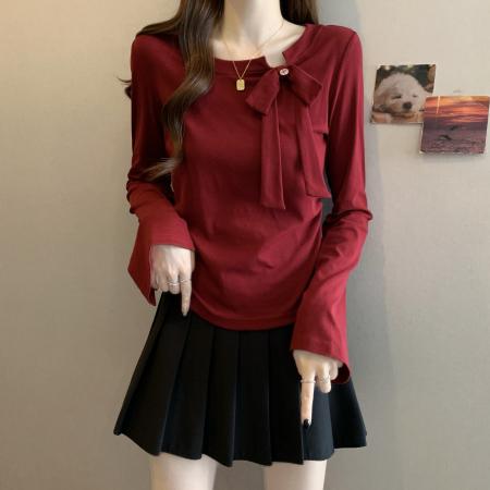 FA41288# 新款大码女装设计感法式显瘦百搭蝴蝶结别致上衣 服裝批發女裝批發服飾貨源