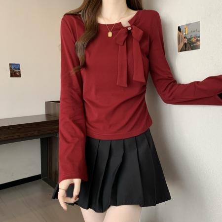 FA41288# 新款大码女装设计感法式显瘦百搭蝴蝶结别致上衣 服裝批發女裝批發服飾貨源