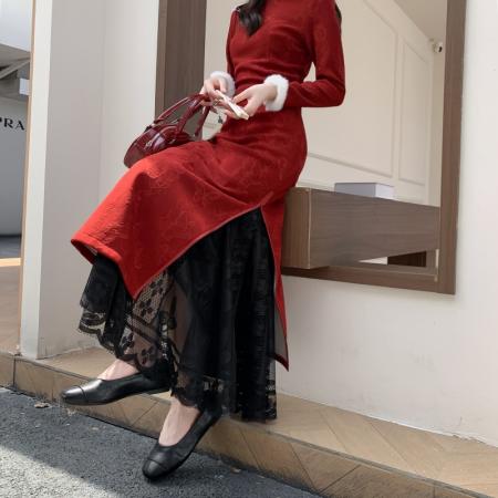 FA41349# 模特秋冬叠穿蕾丝半身裙内搭半身裙日常外穿法式蕾丝裙子 服裝批發女裝批發服飾貨源