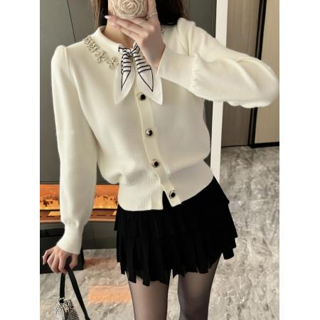 FA41378# 圆领开衫设计感重工针织衫长袖外穿女装上衣新款 服裝批發女裝批發服飾貨源