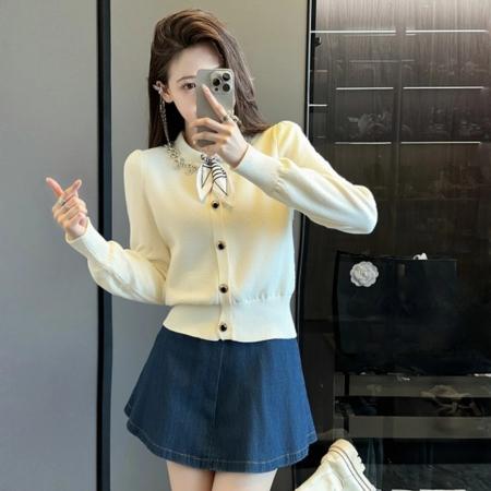 FA41378# 圆领开衫设计感重工针织衫长袖外穿女装上衣新款 服裝批發女裝批發服飾貨源