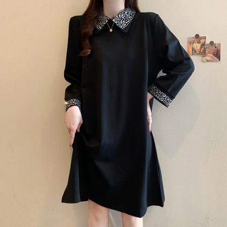 FA41391# 秋季新款大码女装韩版时尚重工烫钻气质百搭显瘦连衣裙 服裝批發女裝批發服飾貨源