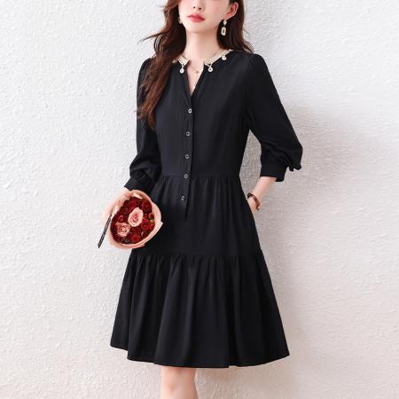 FA41505# 欧洲站时尚胖mm大码连衣裙子秋季新款宽松型休闲遮肚显瘦女装 服裝批發女裝批發服飾貨源