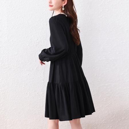 FA41505# 欧洲站时尚胖mm大码连衣裙子秋季新款宽松型休闲遮肚显瘦女装 服裝批發女裝批發服飾貨源