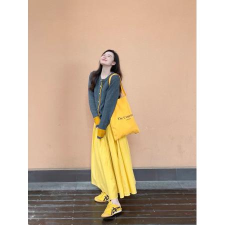 FA41526# 套装女秋季韩系温柔风拼接假两件开衫毛衣高腰半身裙两件套潮 服裝批發女裝批發服飾貨源