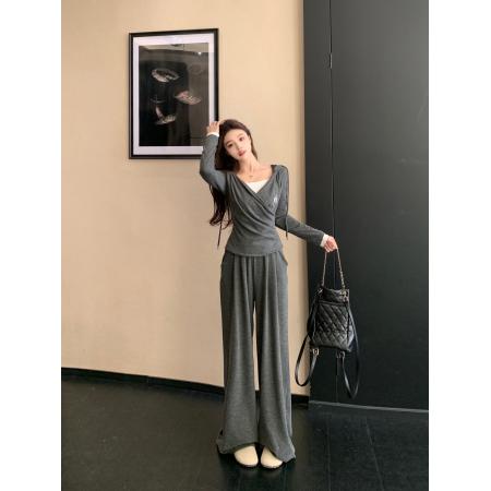 FA41549# 假两件连帽卫衣针织衫女上衣套装韩系通勤显瘦新款两件套 服裝批發女裝批發服飾貨源