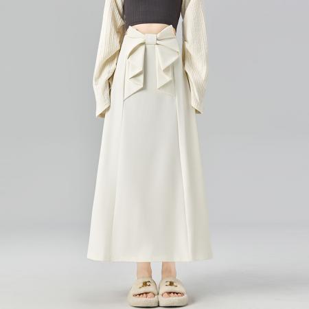 FA41552# 秋冬新款蝴蝶结西装半身裙女垂感显瘦高腰小个子a字长裙 服裝批發女裝批發服飾貨源