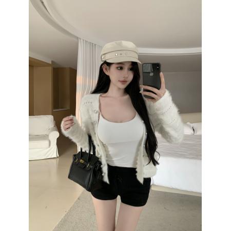 FA41563# 小香风轻奢毛毛流苏针织短款气质开衫外套 服裝批發女裝批發服飾貨源