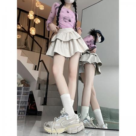 FA41603# 性感辣妹皮半身裙女秋冬韩版新款高腰显瘦蓬蓬短裙蛋糕裙子 服裝批發女裝批發服飾貨源