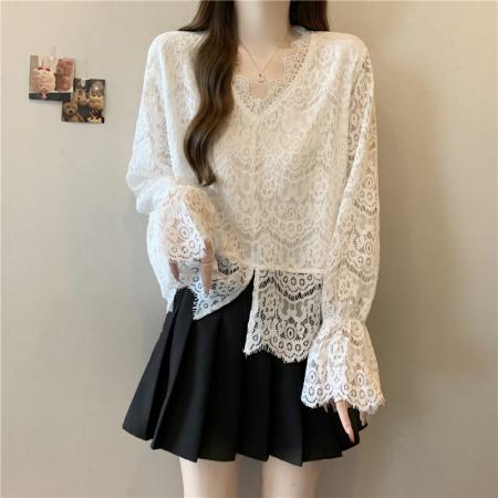 FA41635# 大码女装秋冬新款设计感时尚百搭宽松显瘦蕾丝打底上衣 服裝批發女裝批發服飾貨源