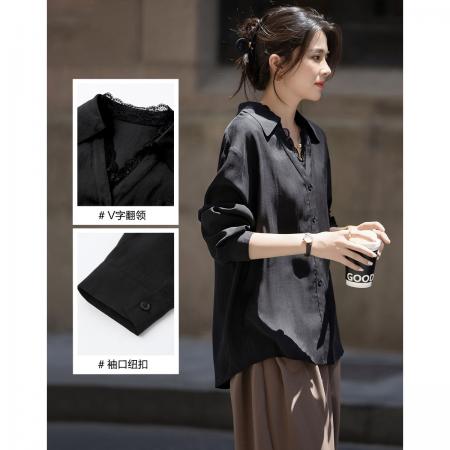 FA41687# 秋季韩风衬衫蕾丝花边V字翻领气质衬衣女装上衣 服裝批發女裝批發服飾貨源