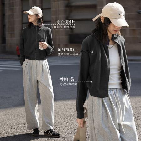 FA41695# 松弛感立领外套春秋款多巴胺吸睛色基础简约华夫格外套女 服裝批發女裝批發服飾貨源