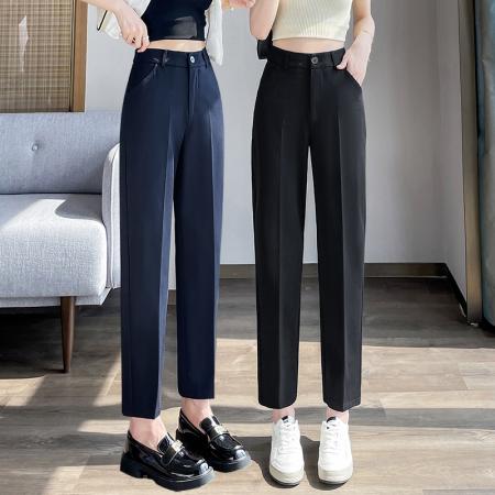 FA41731# 新款黑色西装裤女哈伦小个子九分工作裤职业烟管西裤 服裝批發女裝批發服飾貨源