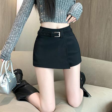 FA41754# 美式复古卡其色短裤裙女秋冬新款高级感辣妹包臀半身裙 服裝批發女裝批發服飾貨源