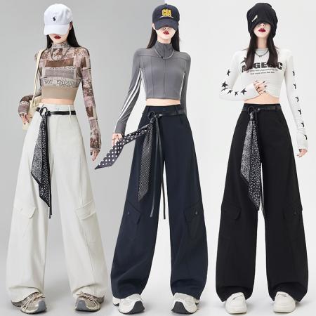 FA41766# 秋季新款两穿工装裤女美式甜酷户外登山裤显瘦弯刀休闲裤配腰带 服裝批發女裝批發服飾貨源