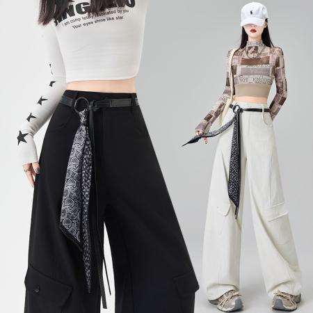 FA41766# 秋季新款两穿工装裤女美式甜酷户外登山裤显瘦弯刀休闲裤配腰带 服裝批發女裝批發服飾貨源