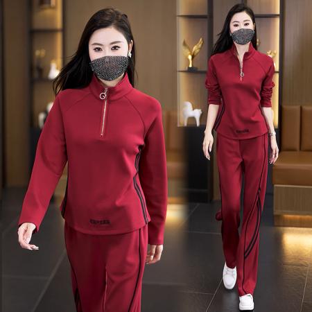 FA41798# 休闲时尚套装秋季新款韩系显瘦减龄立领上衣阔腿裤两件套 服裝批發女裝批發服飾貨源