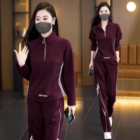 FA41798# 休闲时尚套装秋季新款韩系显瘦减龄立领上衣阔腿裤两件套 服裝批發女裝批發服飾貨源