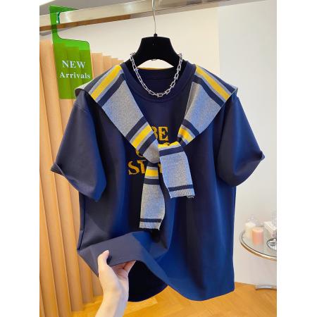 FA41964# 螺纹德绒大码300斤秋季披肩t恤女短袖宽松休闲百搭磨毛打底衫上衣 服裝批發女裝批發服飾貨源