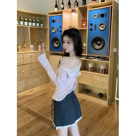 FA41990# 新款韩版蕾丝拼接蝴蝶假两件两穿+爱心蝴蝶结拼接半身裙 服裝批發女裝批發服飾貨源