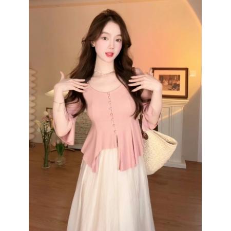FA42024# 新中式复古禅意小衫女春秋季掐腰设计感温柔显瘦上衣女 服裝批發女裝批發服飾貨源